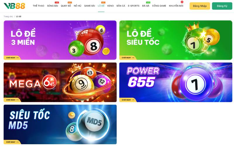 Các phiên bản lô đề hấp dẫn tại VB88